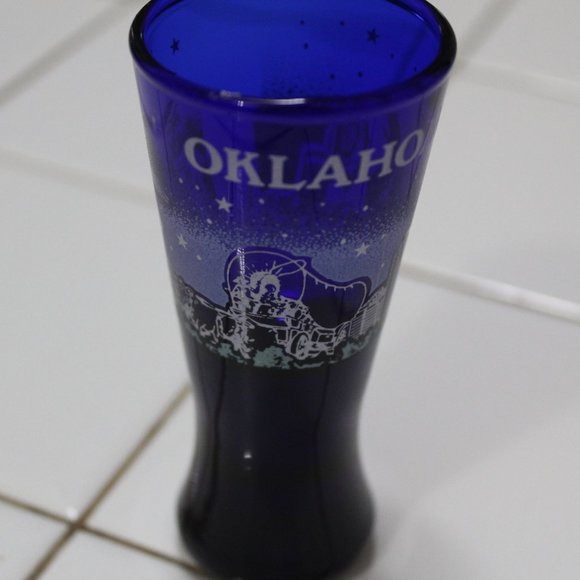 Vintage Oklahoma State Cobalt Blue Shot Glass - Picture 6 of 10